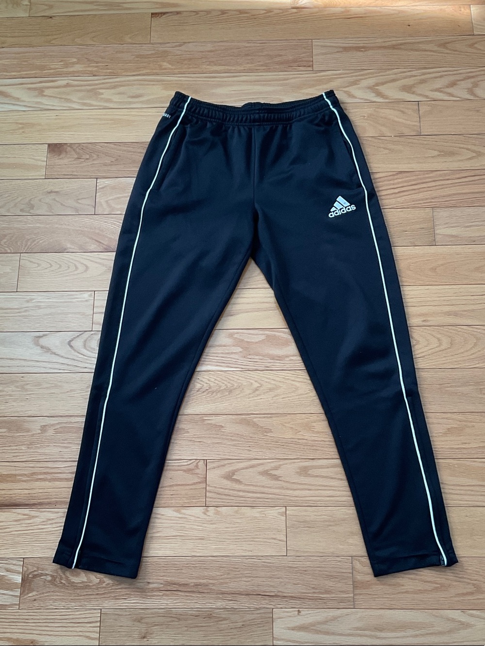 adidas Black Kids Joggers with White Piping